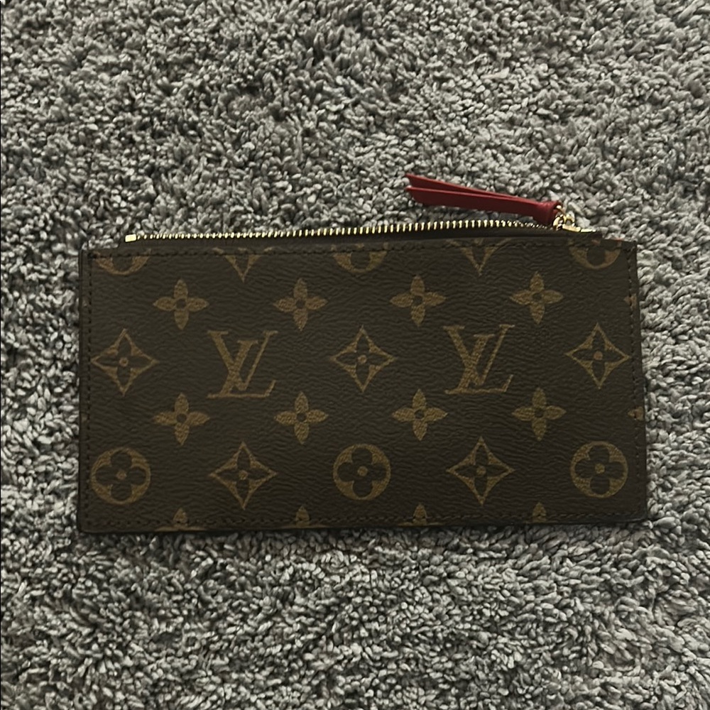 Louis Vuitton Brown Monogram Clutch with Red Accent